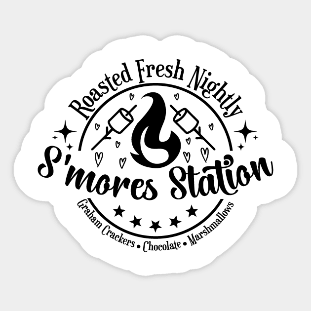 S'mores Station Camping Shirt Sticker by Teresa's Store 1